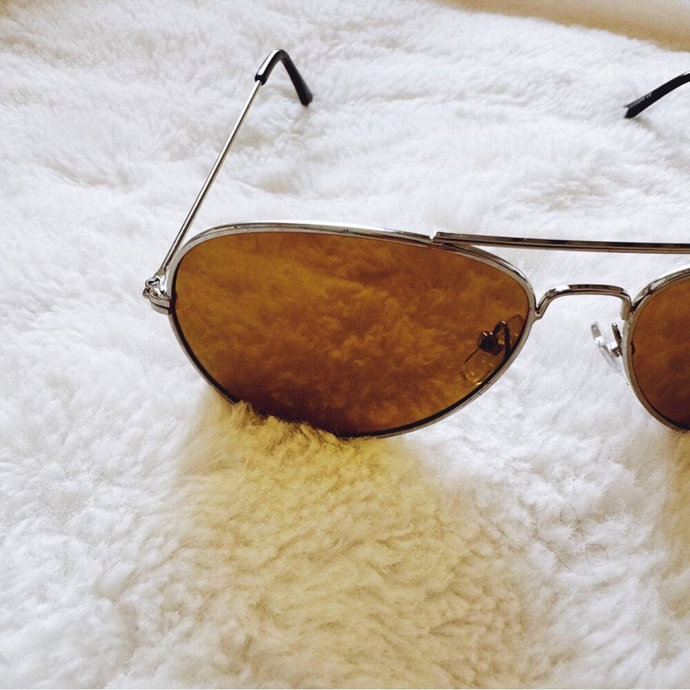 Elsie Gold with Silver Rims Polarized Aviator Sunglasses - Picture 3 of 11